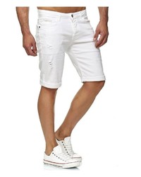 weiße Jeansshorts mit Destroyed-Effekten von Redbridge