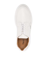 weiße klobige Leder Derby Schuhe von Hevo
