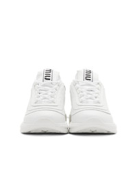 weiße klobige Leder niedrige Sneakers von Miu Miu