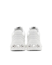 weiße klobige Leder niedrige Sneakers von Miu Miu