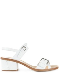 weiße klobige Leder Sandaletten von Roberto Del Carlo