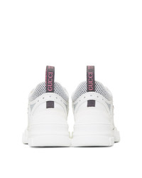 weiße klobige Segeltuch niedrige Sneakers von Gucci