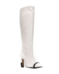 weiße kniehohe Stiefel aus Leder von Stuart Weitzman