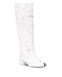 weiße kniehohe Stiefel aus Leder von Maison Margiela