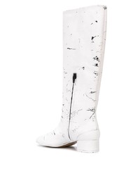 weiße kniehohe Stiefel aus Leder von Maison Margiela