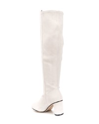 weiße kniehohe Stiefel aus Leder von Stuart Weitzman
