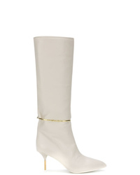 weiße kniehohe Stiefel aus Leder von Jil Sander