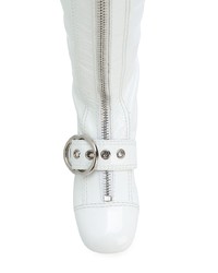 weiße kniehohe Stiefel aus Leder von Miu Miu