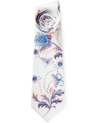 weiße Krawatte mit Blumenmuster von Alexander McQueen