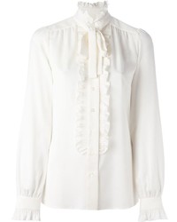 weiße Langarmbluse mit Rüschen von Dolce & Gabbana