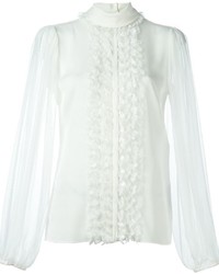 weiße Langarmbluse mit Rüschen von Dolce & Gabbana