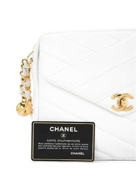 weiße Leder Bauchtasche von Chanel Vintage