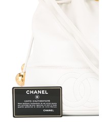 weiße Leder Beuteltasche von Chanel Vintage