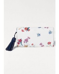 weiße Leder Clutch mit Blumenmuster von Esprit