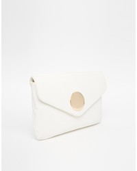 weiße Leder Clutch von Asos