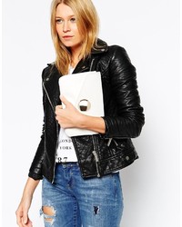 weiße Leder Clutch von Asos