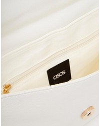 weiße Leder Clutch von Asos