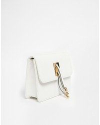 weiße Leder Clutch von Asos