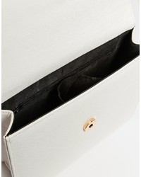 weiße Leder Clutch von Asos