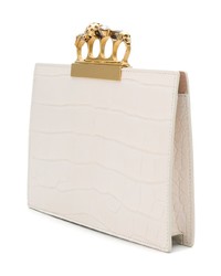 weiße Leder Clutch von Alexander McQueen