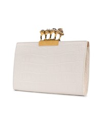 weiße Leder Clutch von Alexander McQueen