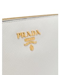 weiße Leder Clutch von Prada