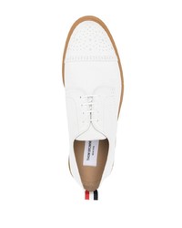 weiße Leder Derby Schuhe von Thom Browne
