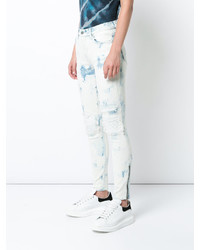 weiße enge Jeans aus Leder mit Destroyed-Effekten von Amiri