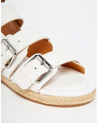 weiße Leder Espadrilles