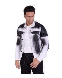 weiße Leder Jeansjacke von KINGZ