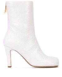 weiße Leder mittelalte Stiefel von Bottega Veneta