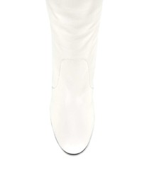 weiße Leder mittelalte Stiefel von Prada