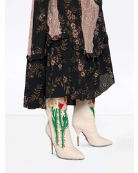 weiße Leder mittelalte Stiefel von Gucci