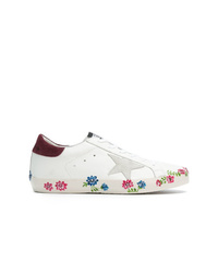 weiße Leder niedrige Sneakers mit Blumenmuster von Golden Goose Deluxe Brand