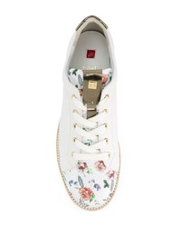 weiße Leder niedrige Sneakers mit Blumenmuster von Högl