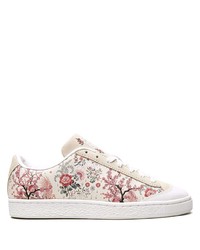 weiße Leder niedrige Sneakers mit Blumenmuster von Puma
