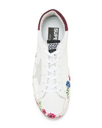 weiße Leder niedrige Sneakers mit Blumenmuster von Golden Goose Deluxe Brand