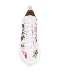 weiße Leder niedrige Sneakers mit Blumenmuster von Giuseppe Zanotti