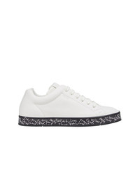 weiße Leder niedrige Sneakers mit geometrischem Muster von Fendi