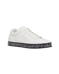 weiße Leder niedrige Sneakers mit geometrischem Muster von Fendi