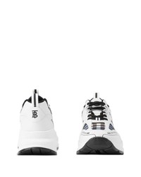 weiße Leder niedrige Sneakers mit Karomuster von Burberry