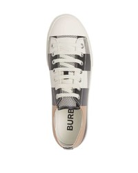 weiße Leder niedrige Sneakers mit Karomuster von Burberry