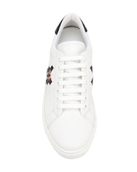 weiße Leder niedrige Sneakers mit Karomuster von Bottega Veneta