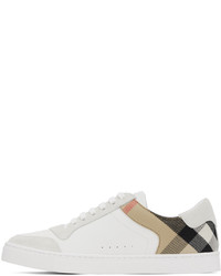 weiße Leder niedrige Sneakers mit Karomuster von Burberry