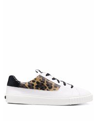 weiße Leder niedrige Sneakers mit Leopardenmuster von Just Cavalli