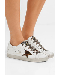 weiße Leder niedrige Sneakers mit Leopardenmuster von Golden Goose Deluxe Brand
