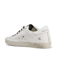 weiße Leder niedrige Sneakers mit Leopardenmuster von Golden Goose Deluxe Brand