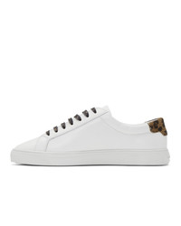 weiße Leder niedrige Sneakers mit Leopardenmuster von Saint Laurent