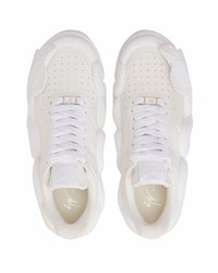 weiße Leder niedrige Sneakers mit Schlangenmuster von Giuseppe Zanotti