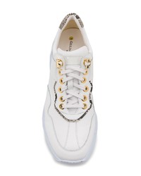 weiße Leder niedrige Sneakers mit Schlangenmuster von Giuliano Galiano